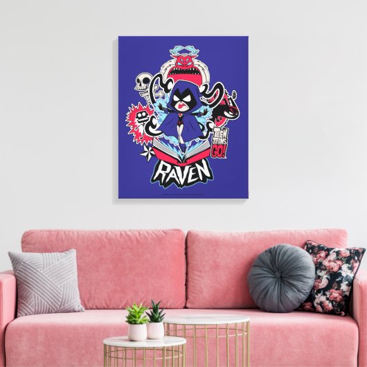 Tien Titans gaan! | Raven Demonic Powers Graphic Canvas Afdruk (Insitu (Woonkamer))