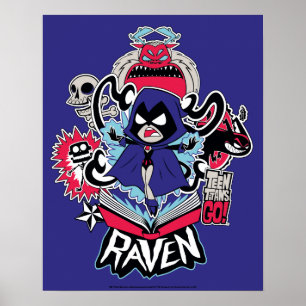 Tien Titans gaan! Raven Demonic Powers Graphic Poster
