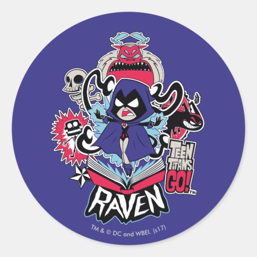 Tien Titans gaan! | Raven Demonic Powers Graphic Ronde Sticker (Voorkant)