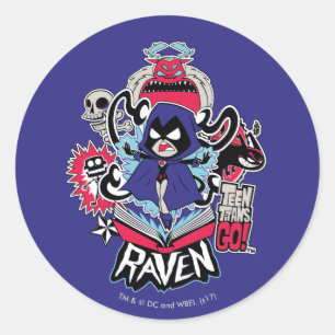 Tien Titans gaan!   Raven Demonic Powers Graphic Ronde Sticker