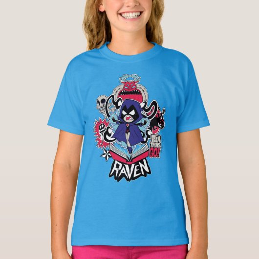 Tien Titans gaan! | Raven Demonic Powers Graphic T-shirt (Voorkant)