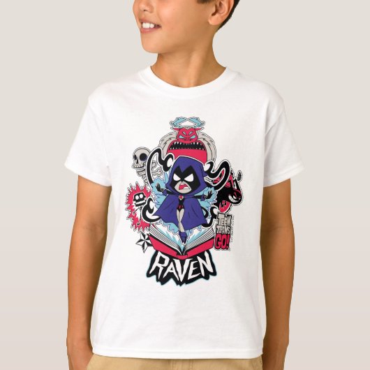Tien Titans gaan! | Raven Demonic Powers Graphic T-shirt (Voorkant)