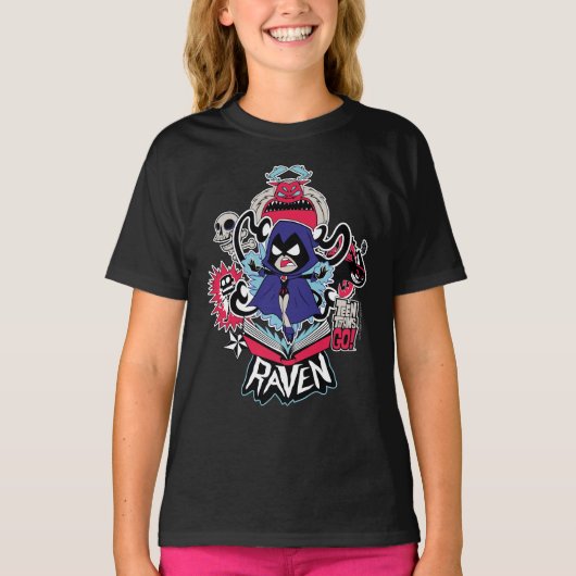 Tien Titans gaan! | Raven Demonic Powers Graphic T-shirt (Voorkant)