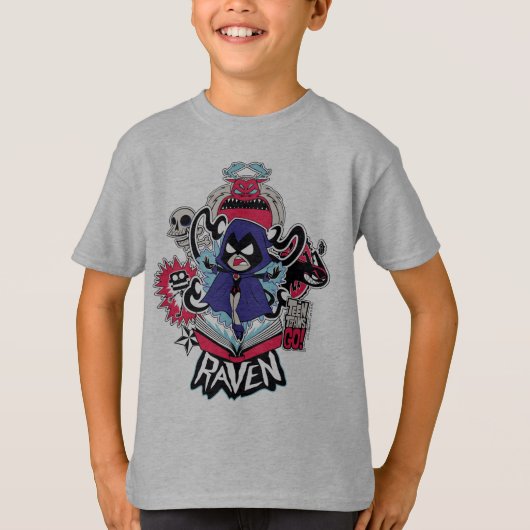 Tien Titans gaan! | Raven Demonic Powers Graphic T-shirt (Voorkant)