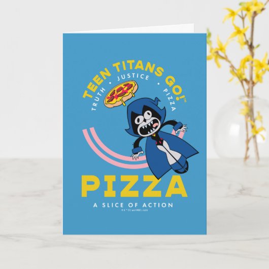 Tien Titans gaan! Raven "Truth Justice Pizza" Kaart (Gele Bloem)