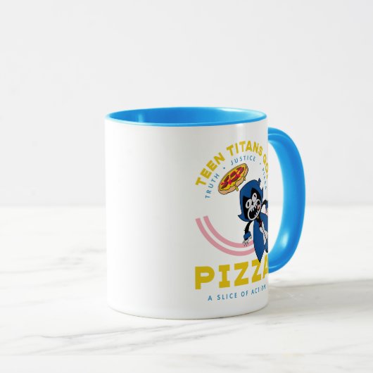 Tien Titans gaan! Raven "Truth Justice Pizza" Mok (Voorkant rechts)
