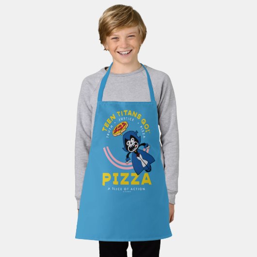 Tien Titans gaan! Raven "Truth Justice Pizza" Schort (Gedragen)