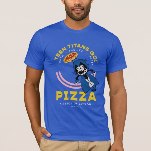 Tien Titans gaan! Raven "Truth Justice Pizza" T-shirt (Voorkant)