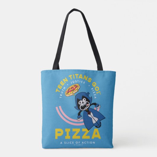 Tien Titans gaan! Raven "Truth Justice Pizza" Tote Bag (Achterkant)