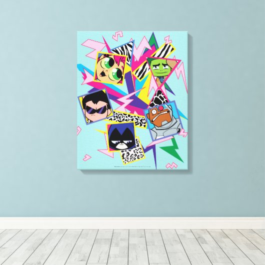 Tien Titans gaan! | Retro 90's Group Collage Canvas Afdruk (Insitu (Houten vloer))