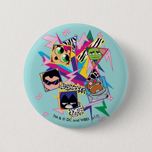 Tien Titans gaan! | Retro 90's Group Collage Ronde Button 5,7 Cm (Voorkant)
