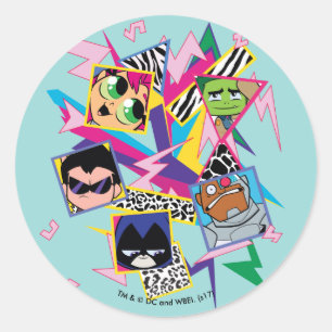 Tien Titans gaan!   Retro 90's Group Collage Ronde Sticker