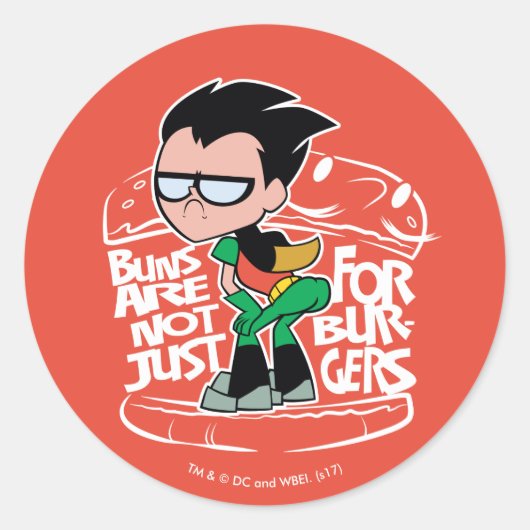 Tien Titans gaan! | Robin Booty Scooty Buns Ronde Sticker (Voorkant)