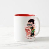 Tien Titans gaan! | Robin Booty Scooty Buns Tweekleurige Koffiemok (Voorkant rechts)