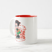 Tien Titans gaan! | Robin Booty Scooty Buns Tweekleurige Koffiemok (Voorkant links)