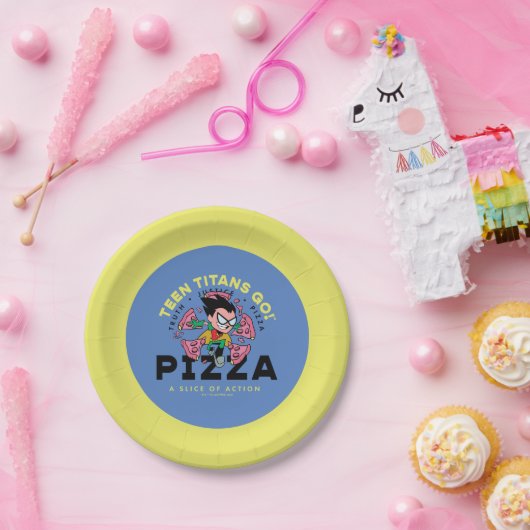 Tien Titans gaan! Robin "Truth Justice Pizza" Papieren Bordje (Feest)