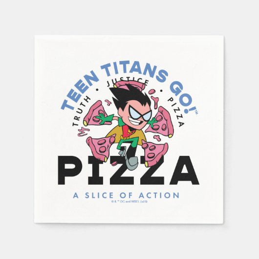 Tien Titans gaan! Robin "Truth Justice Pizza" Servet (Voorkant)