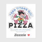 Tien Titans gaan! Robin "Truth Justice Pizza" Sticker (Vel)
