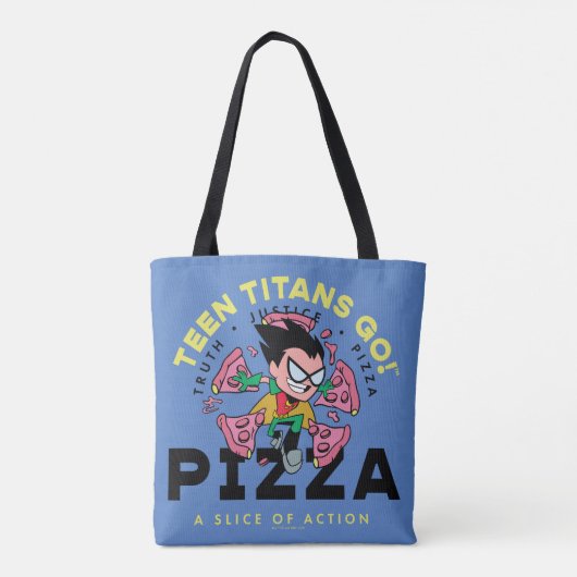 Tien Titans gaan! Robin "Truth Justice Pizza" Tote Bag (Achterkant)