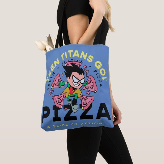 Tien Titans gaan! Robin "Truth Justice Pizza" Tote Bag (Dichtbij)