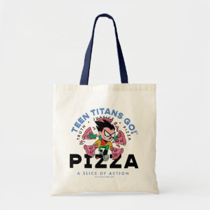 Tien Titans gaan! Robin "Truth Justice Pizza" Tote Bag