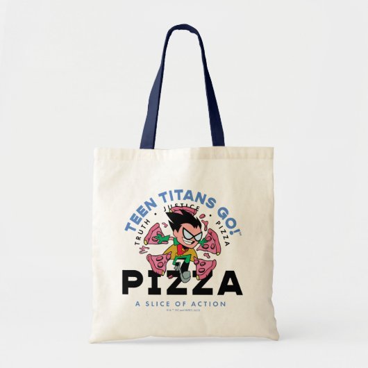 Tien Titans gaan! Robin "Truth Justice Pizza" Tote Bag (Voorkant)