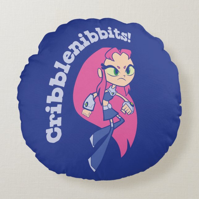 Tien Titans gaan! | Starfire "Cribblenibbits". Rond Kussen (Voorkant)