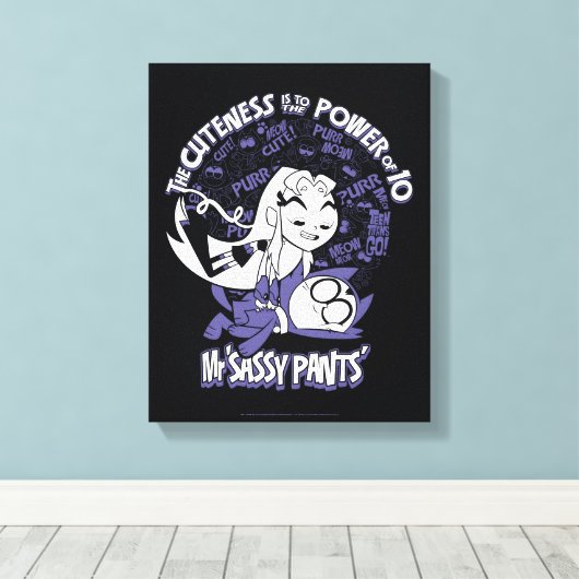Tien Titans gaan! | Starfire & de heer Sassy Pants Canvas Afdruk (Insitu (Houten vloer))