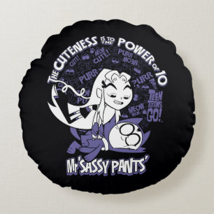 Tien Titans gaan!   Starfire & de heer Sassy Pants Rond Kussen