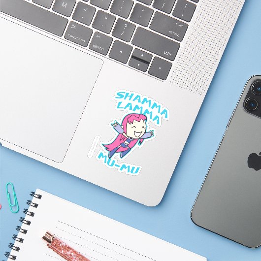 Tien Titans gaan! | Starfire "Shamma Lamma Mu-Mu" Sticker (Laptop met iPhone)