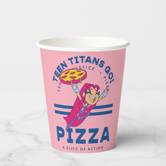 Tien Titans gaan! Starfire "Truth Justice Pizza" Papieren Bekers (Achterkant)