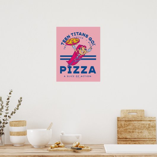 Tien Titans gaan! Starfire "Truth Justice Pizza" Poster (Keuken)