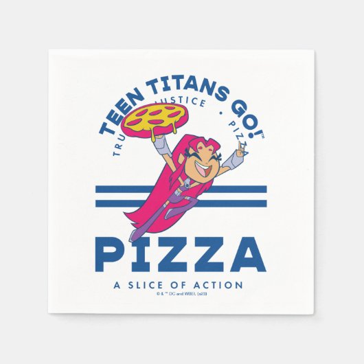 Tien Titans gaan! Starfire "Truth Justice Pizza" Servet (Voorkant)