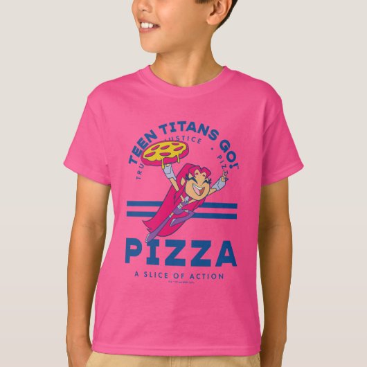 Tien Titans gaan! Starfire "Truth Justice Pizza" T-shirt (Voorkant)