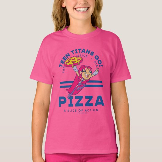 Tien Titans gaan! Starfire "Truth Justice Pizza" T-shirt (Voorkant)
