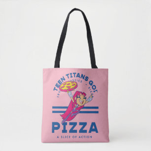 Tien Titans gaan! Starfire "Truth Justice Pizza" Tote Bag