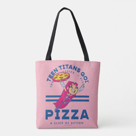 Tien Titans gaan! Starfire "Truth Justice Pizza" Tote Bag (Achterkant)