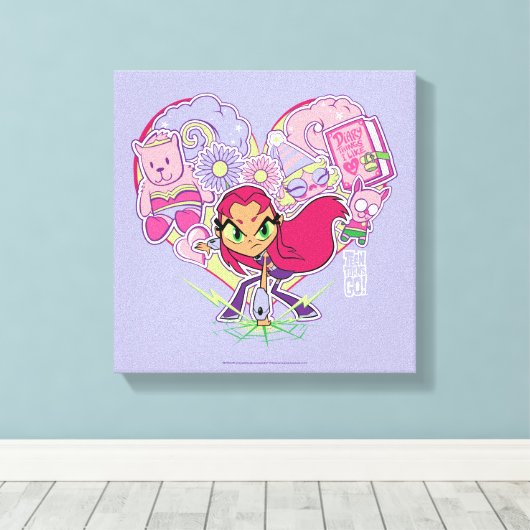 Tien Titans gaan! | Starfire's Heart Punch Graphic Canvas Afdruk (Insitu (Houten vloer))