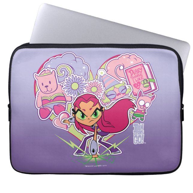 Tien Titans gaan! | Starfire's Heart Punch Graphic Laptop Sleeve (Voorkant)