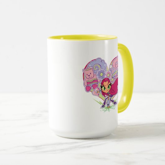 Tien Titans gaan! | Starfire's Heart Punch Graphic Mok (Voorkant rechts)