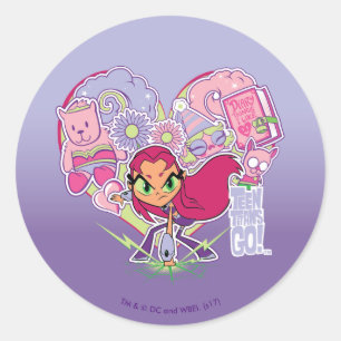 Tien Titans gaan! Starfire's Heart Punch Graphic Ronde Sticker