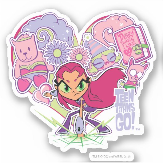 Tien Titans gaan! | Starfire's Heart Punch Graphic Sticker (Voorkant)