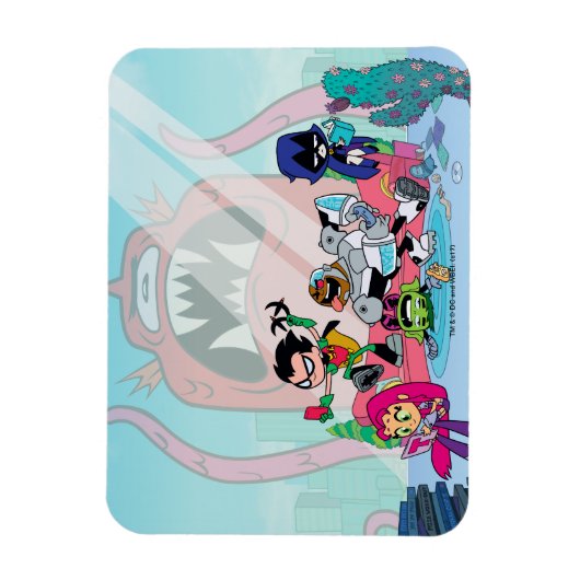 Tien Titans gaan! | Tentacled Monster-benaderingen Magneet (Verticaal)