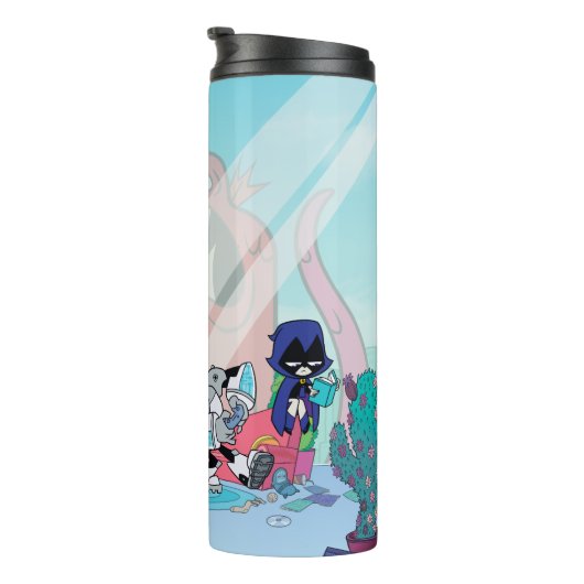 Tien Titans gaan! | Tentacled Monster-benaderingen Thermosbeker (Geroteerd rechts)