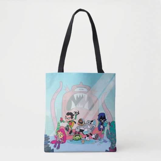 Tien Titans gaan! | Tentacled Monster-benaderingen Tote Bag (Voorkant)