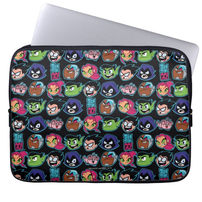 Tien Titans gaan! | Titans Head Pattern Laptop Sleeve (Voorkant)