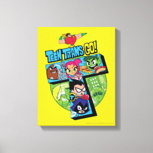 Tien Titans gaan! Titans Tower Collage Canvas Afdruk