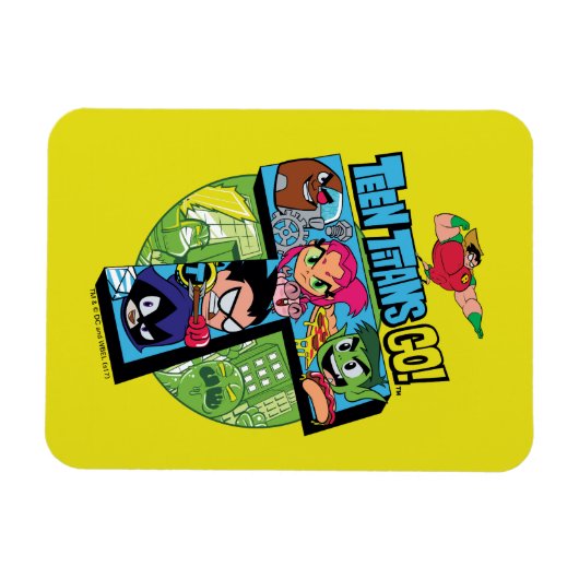 Tien Titans gaan! | Titans Tower Collage Magneet (Horizontaal)