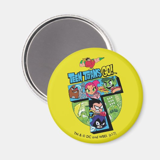 Tien Titans gaan! | Titans Tower Collage Magneet (Voorkant / Achterkant)