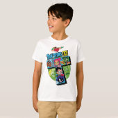 Tien Titans gaan! | Titans Tower Collage T-shirt (Voorkant volledig)